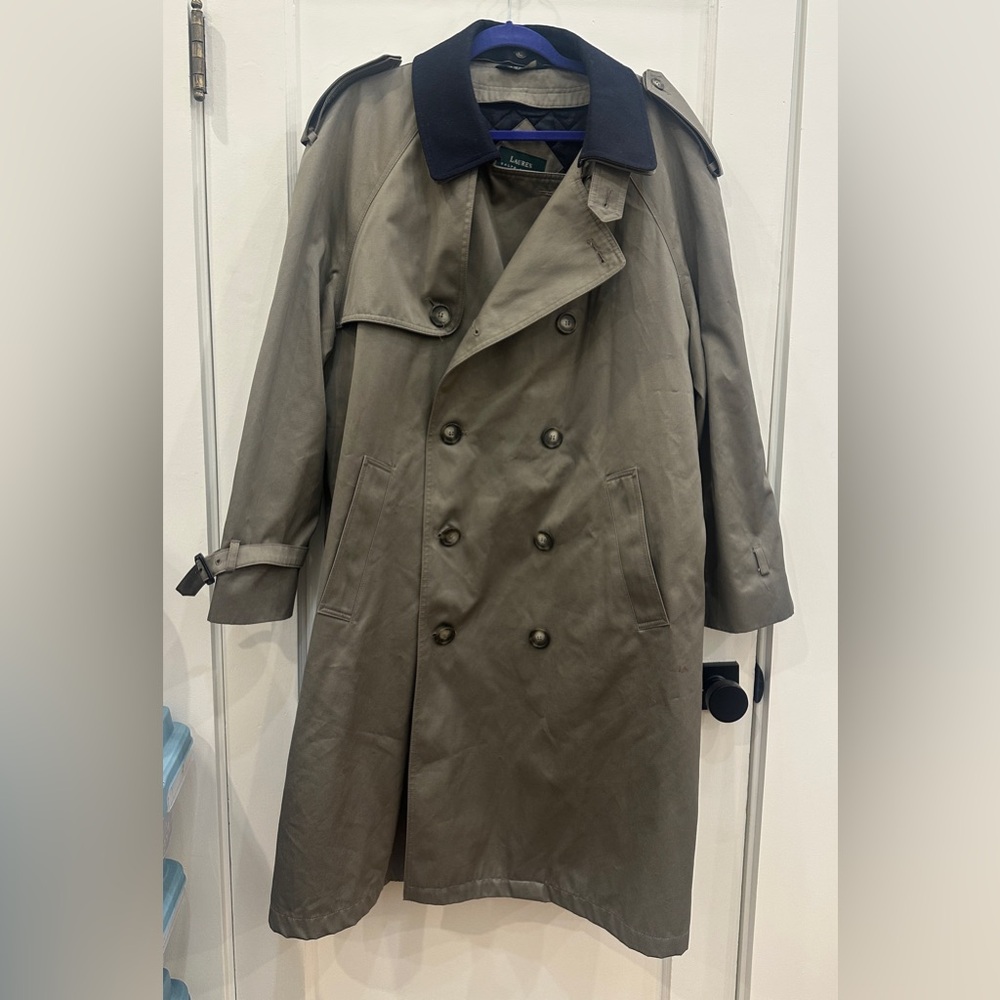 Lauren Ralph Lauren Olive Double-Breasted Trench Coat